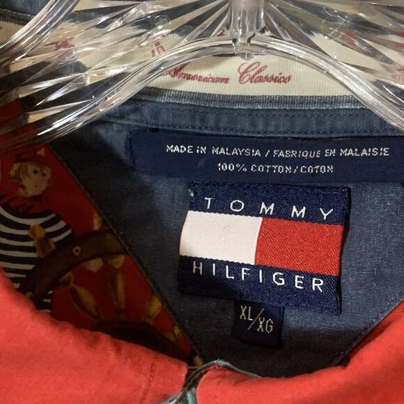 Tommy Hilfiger XL Shirt Red American Classics Navy Surplus Boats Nautical READ - Picture 6 of 10